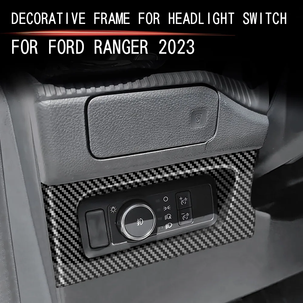 

for Ford Ranger T9 2023 2024 Carbon Fibre Car headlights Auto Accessories Headlamp Adjustment Frame Interior Sticker Retrofit