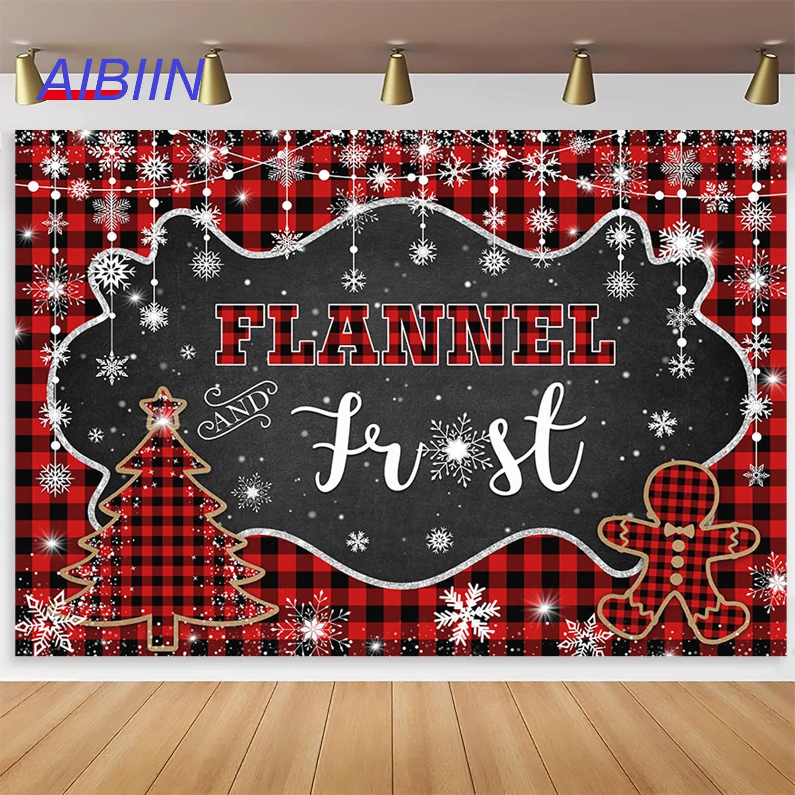 

Flannel and Frost Backdrop Winter Snowflake Buffalo Plaid Christmas Photography Background Baby Shower Birthday Party Decor