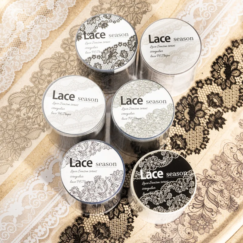 1 Roll Lace Season Series PET Tape Gentle Color for Journaling Scrapbooking DIY Decoration Base Collage Waterproof Self Adhesive