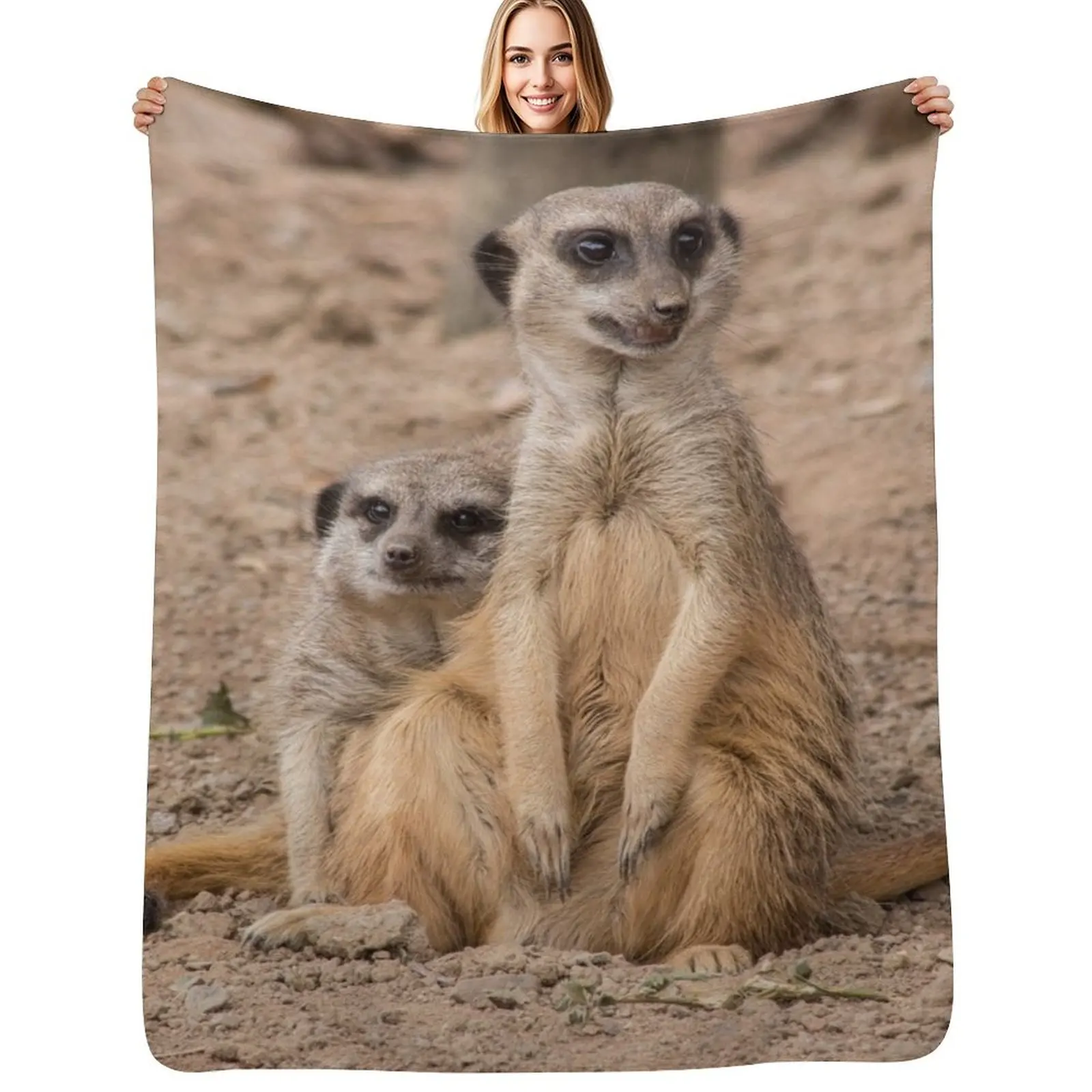African animals Male and Female Meerkats Throw Blanket Soft Beds Luxury sofa bed For Sofa Thin Luxury St Multi-Purpose Blankets