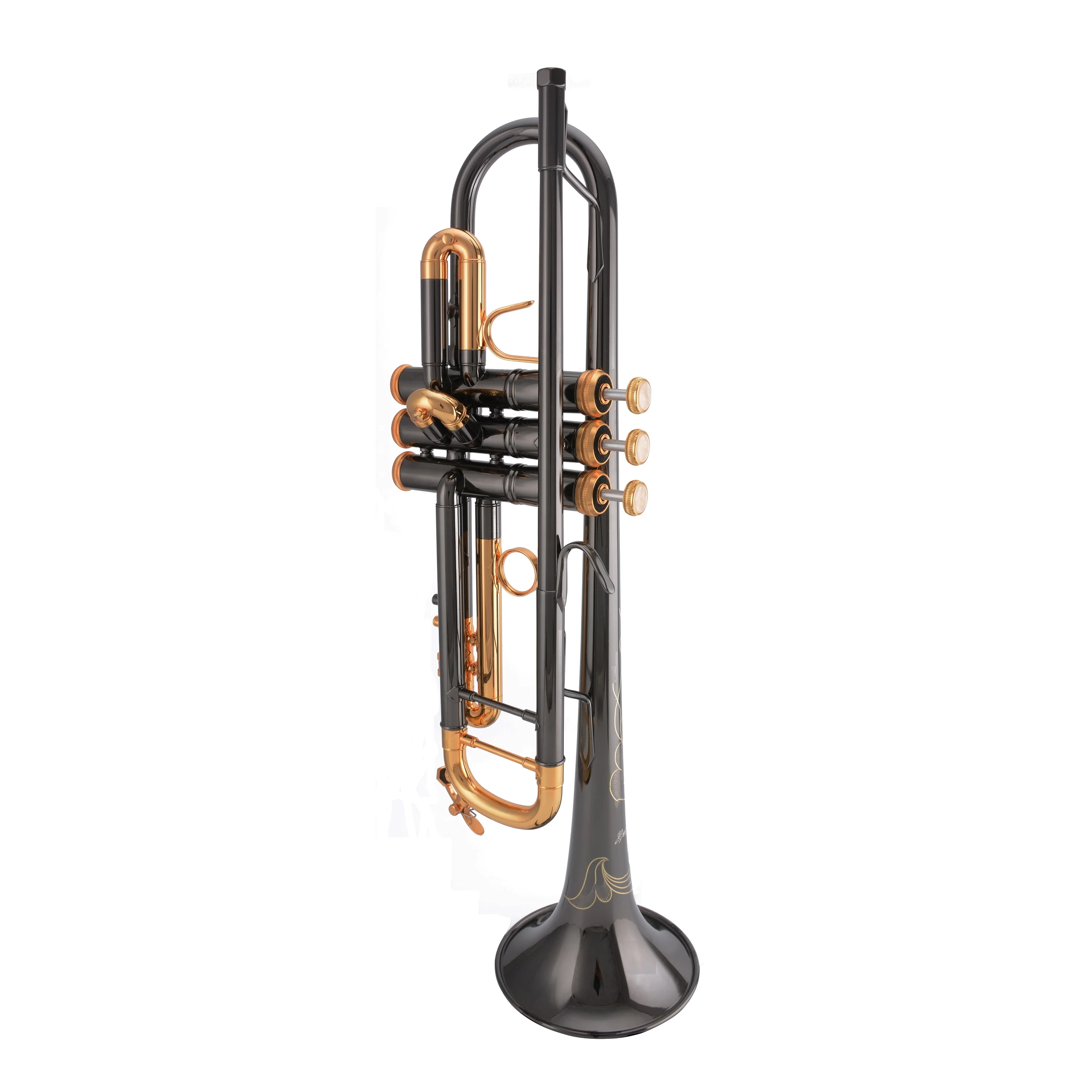 Professional JYTR409DBNGL Trumpet Master Level BB Tone Brass Body With Black Nickel Gold Finish High Grade Wind Instrument