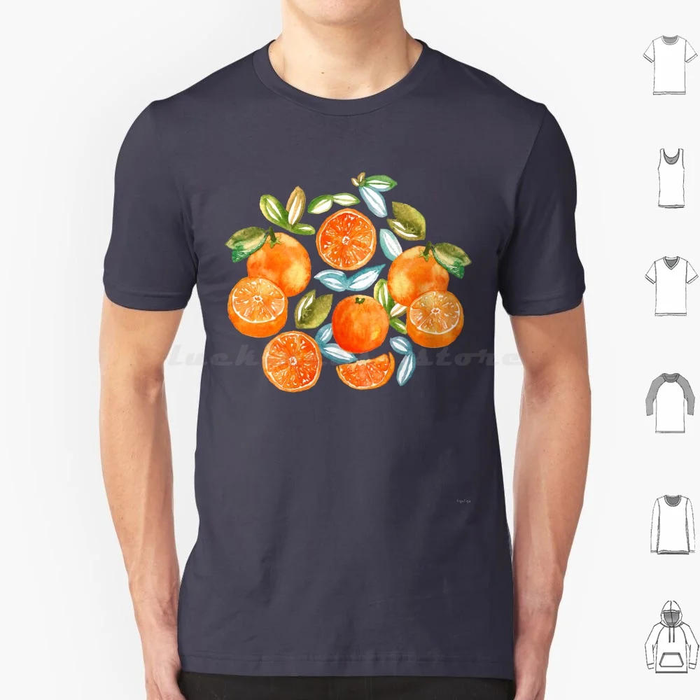 Oranges On Navy T Shirt Cotton Men Women Diy Print Oranges Orange Pattern Blood Orange Pattern Orange Textile Citrus Textile