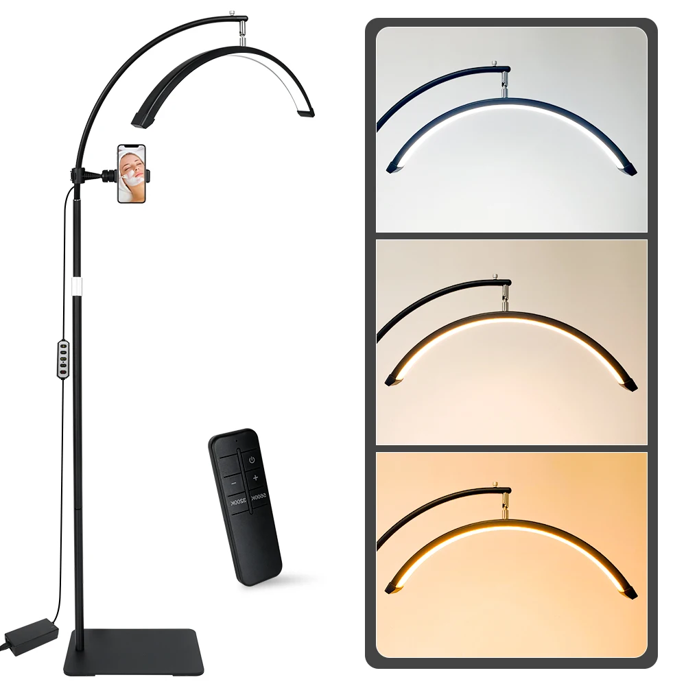 23" 36 W dimmbare Wimpernlampe, drehbares Halbmondlicht, Lash Tech, verstellbares LED-Wimpernlicht, Kosmetikerinnenlicht mit Telefonhalter – Detail 10