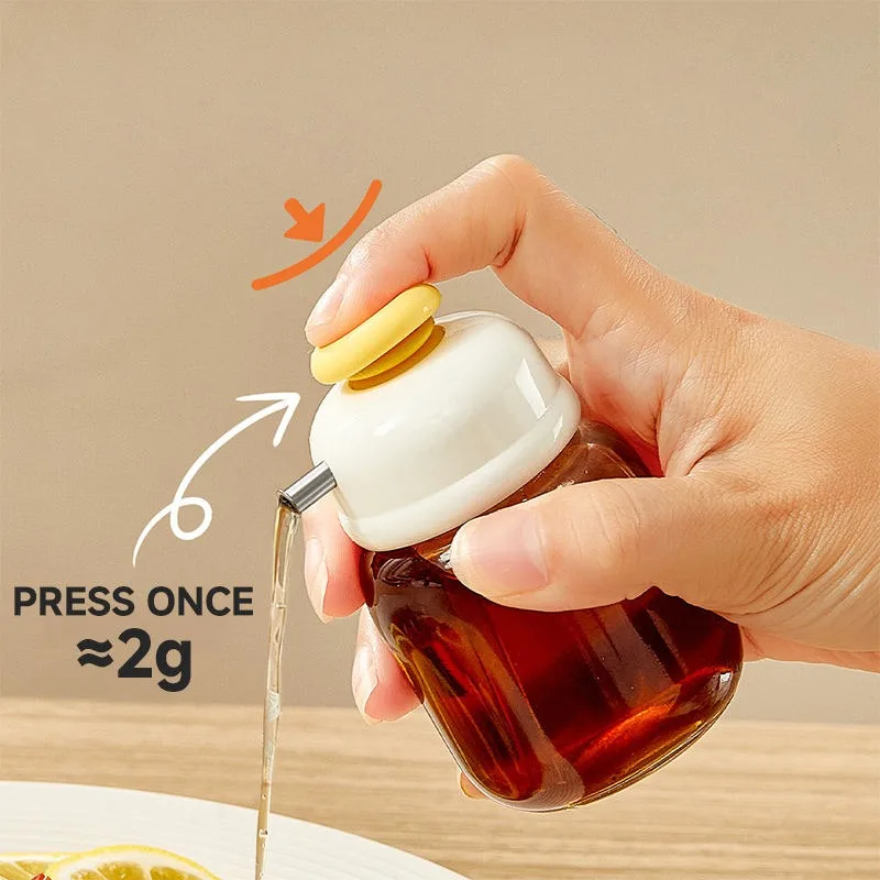 Press-top Glass Oil Bottle,Soy Sauce And Vinegar Condiment Bottle,Home Kitchen Spice Metered Oil Control Bottle