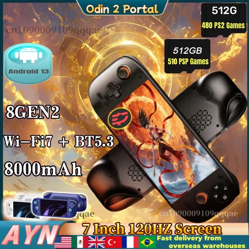AYN オーディン 2 ポータルハンドヘルドゲームコンソール 7 インチ 120HZ スクリーン Android13 8000mAh 8Gen2 オープンソースポータブルコンソール PSP PS2 ギフト