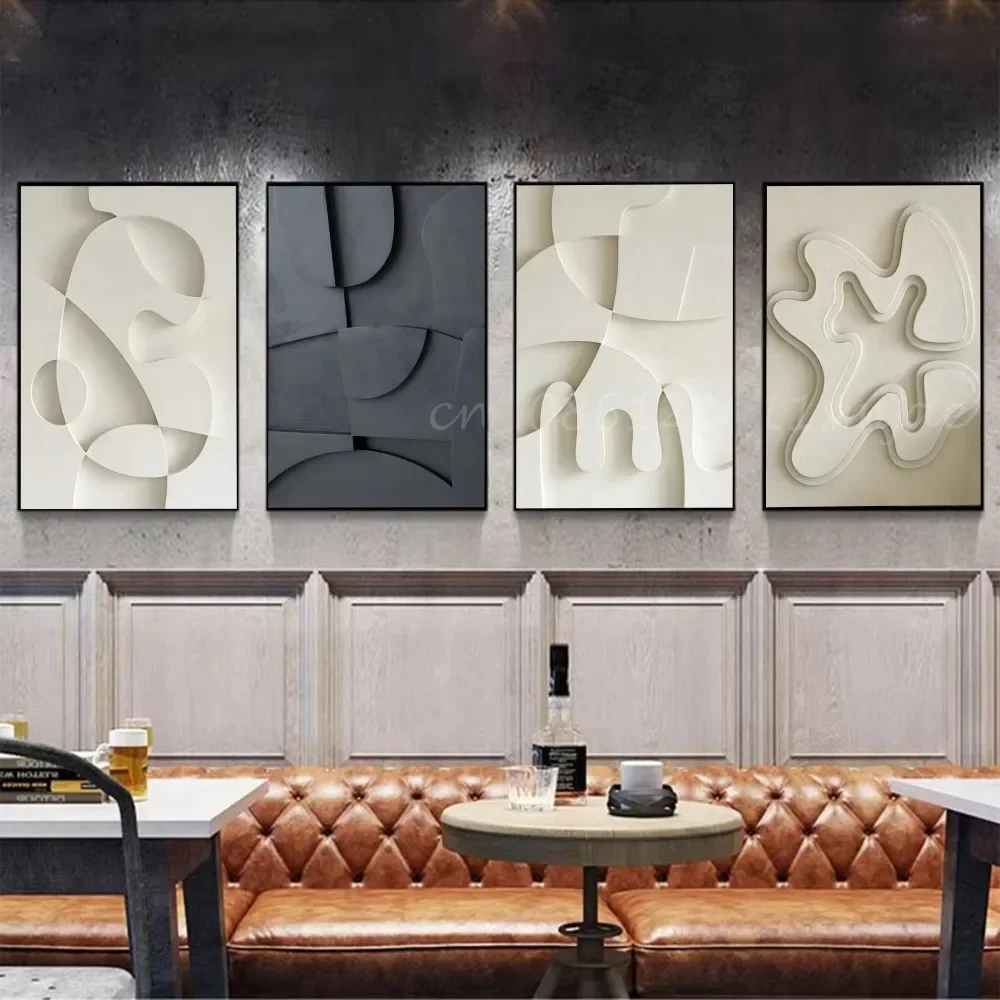 الطباعة التجريدية أبيض وأسود ثلاثية الأبعاد الملمس غير النظامية ملصق ذاتية اللصق الفن ورقة مقاومة للماء ملصق جدار ديكور