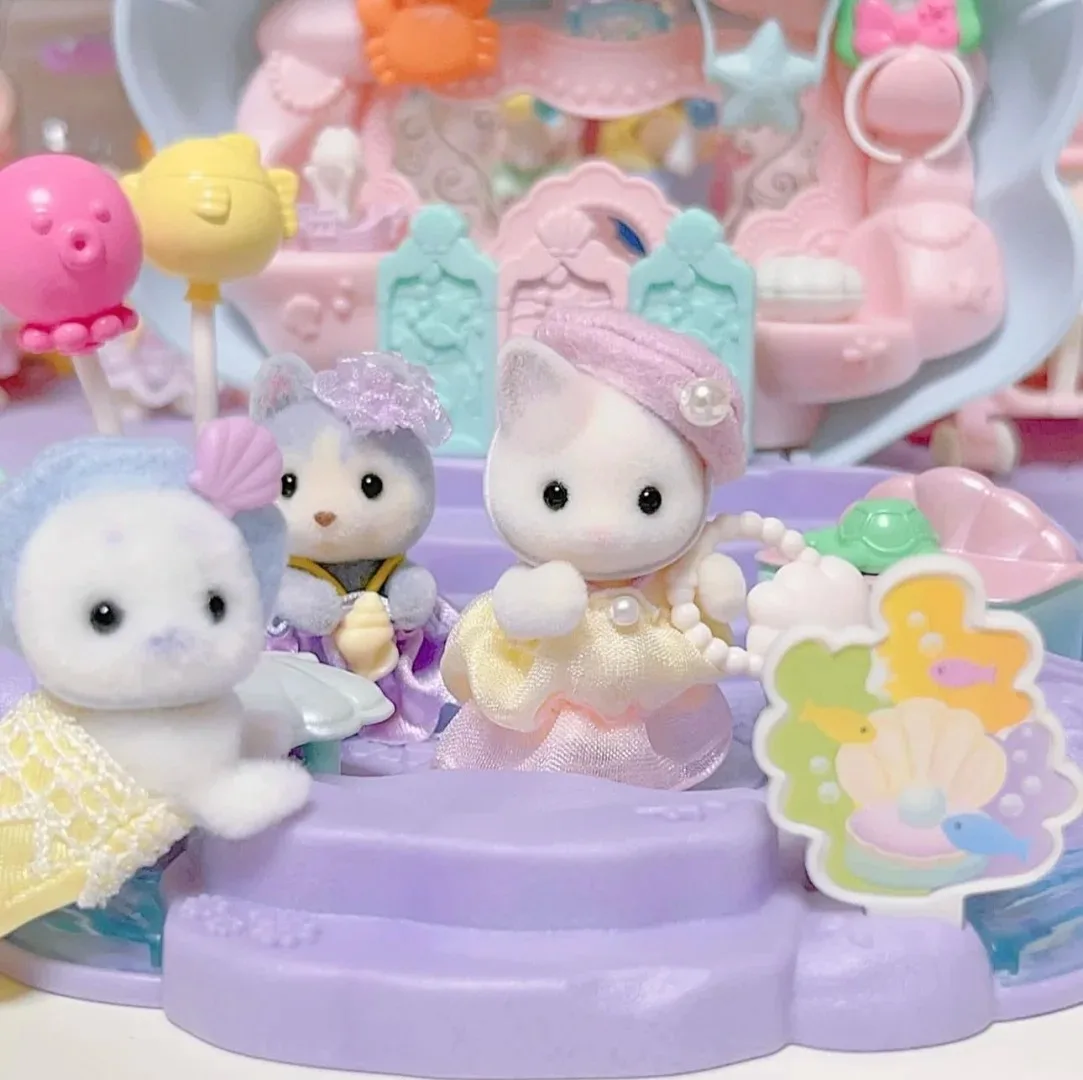 SYLVANIAN FAMILIES Blind Box Mermaid Costume Mystery Box Rich Dress Afternoon Tea Blind Bag Kawaii Custom Girl Collect Gifts
