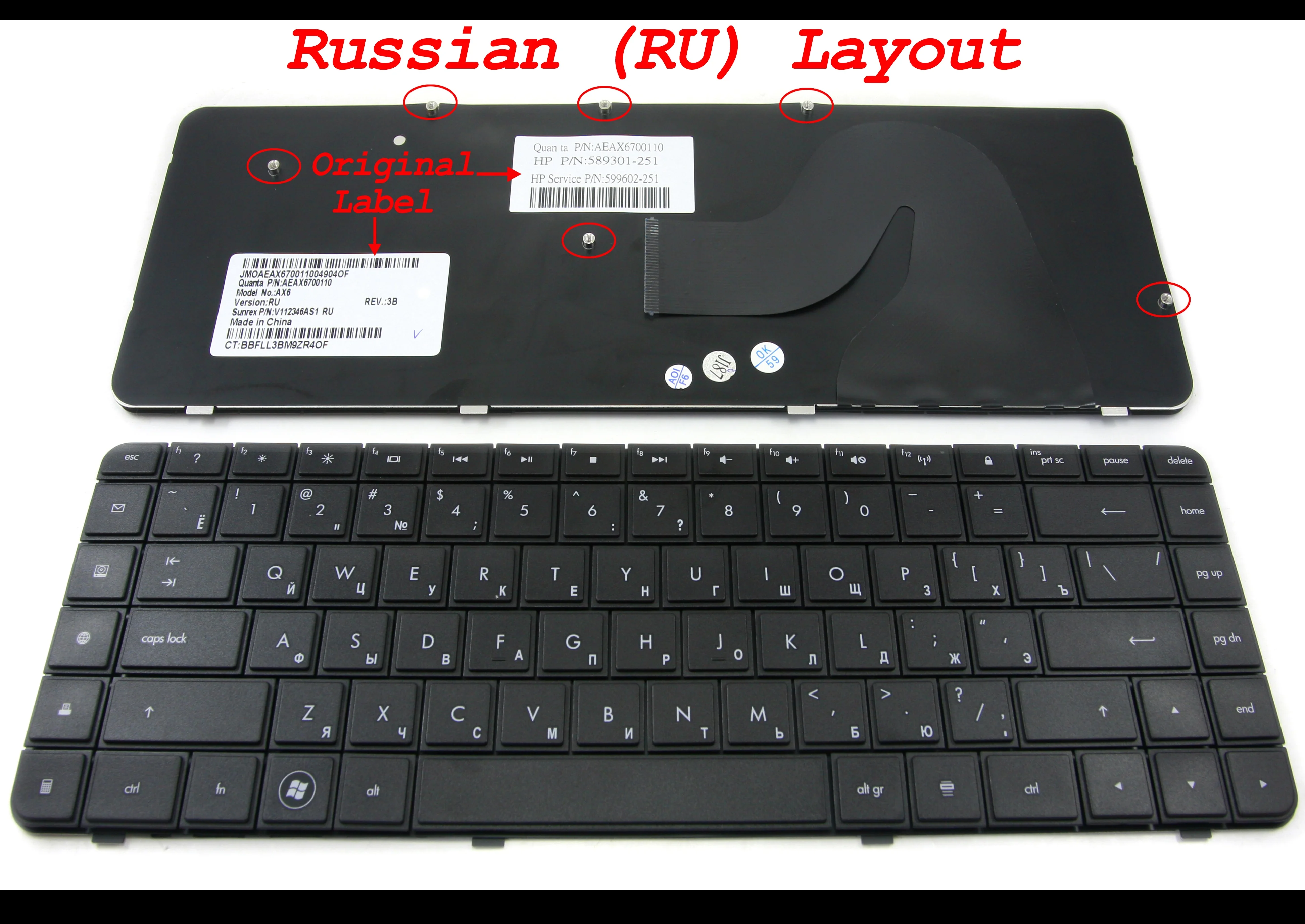

Genuine New Russian RU Notebook Laptop keyboard for HP Compaq Presario CQ62 G62 CQ56 G56 -100 -200 Black V112346AS1 589301-251