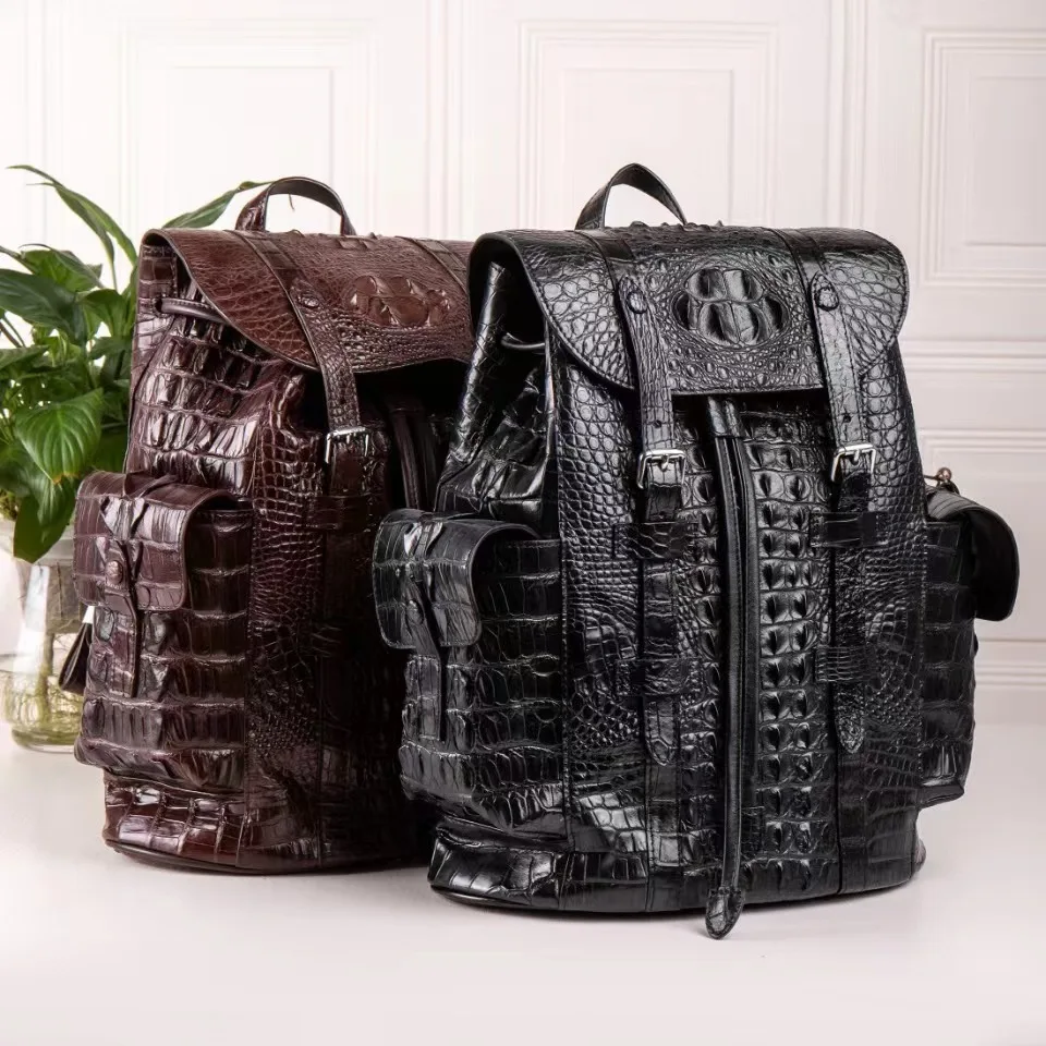 New Thai Crocodile Leather Men's Casual Business Made Genuine Leather Suitable Both Men‘s Women Large Capacity Feminine Backpack