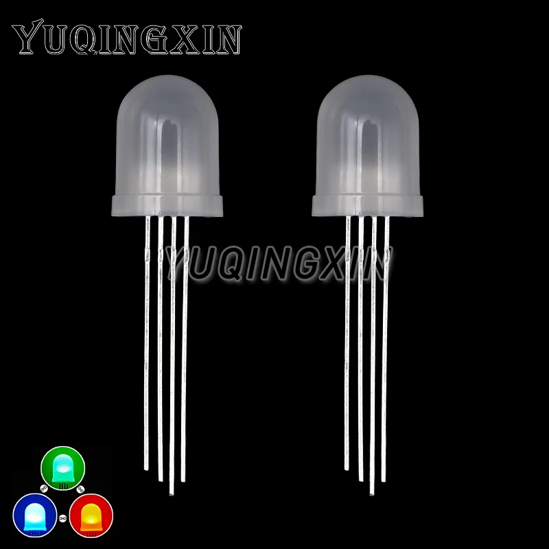 10pcs 10mm 4pins full-color RGB LED Common Anode / Cathode Transparent / Fog F10 Tri-Color Light Emitting Diode Red Green Blue