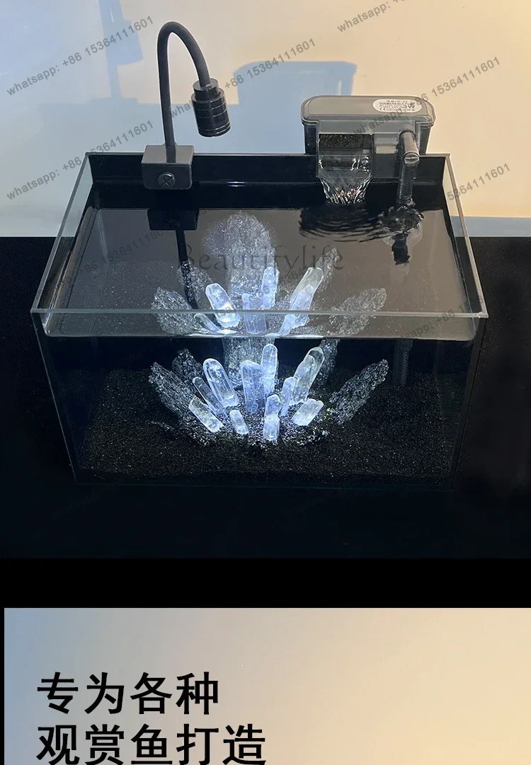 FG   fish tank filter cycle complete set of desktop small betta advanced dark glass ultra-white black back tank