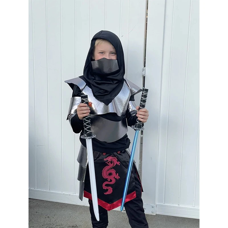 Nouveauté 2026 : Costume de Ninja Dragon Argenté pour Enfants, Idéal pour Halloween et les Fêtes Costumées (CanCos)