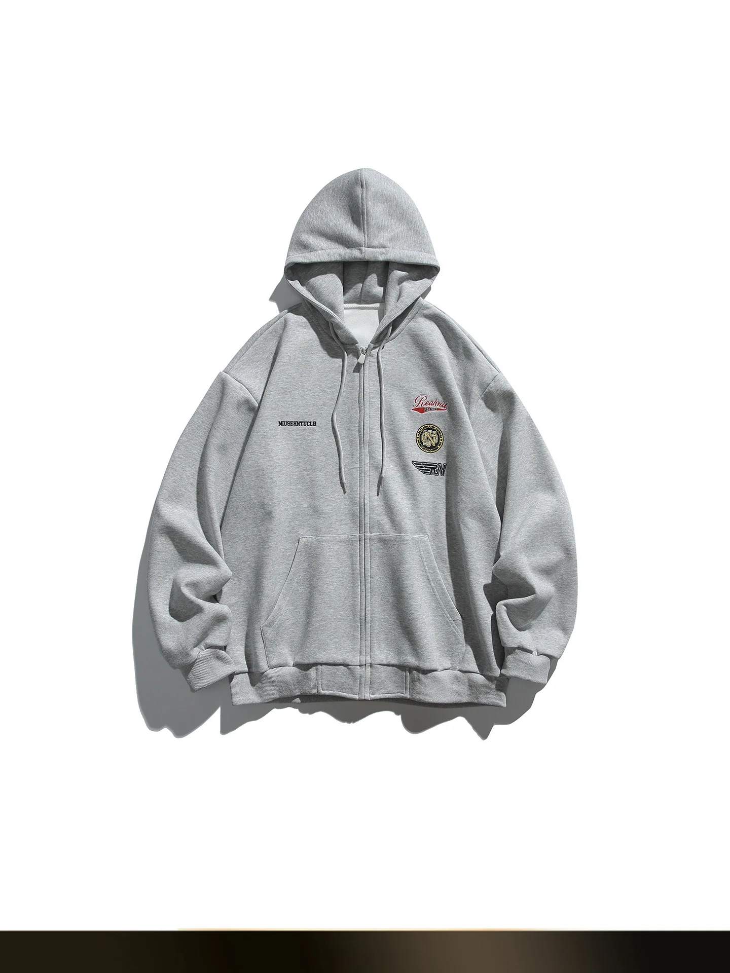 

Retro American Embroidered Hoodie Cardigan Men's Casual Lazy Sle Couple's Sport Zipper Jaet Loose Fit Long Sve Youth