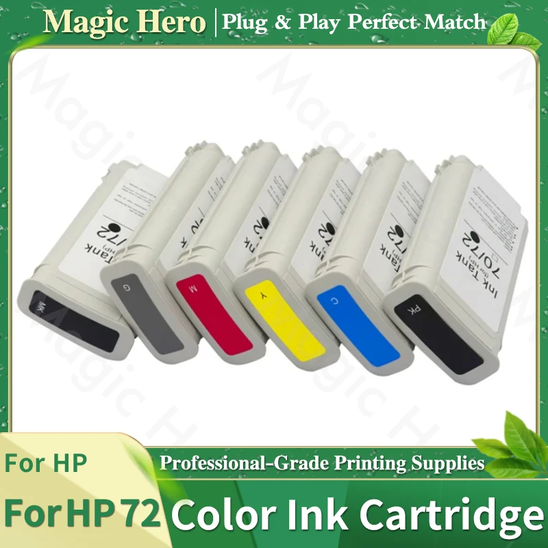 

NEW For HP 72 6 Color 130ml Compatible Ink Cartridges with Chip For HP72 Designjet T610 T770 T795 T1100 T1120 T1200 T1300 T2300