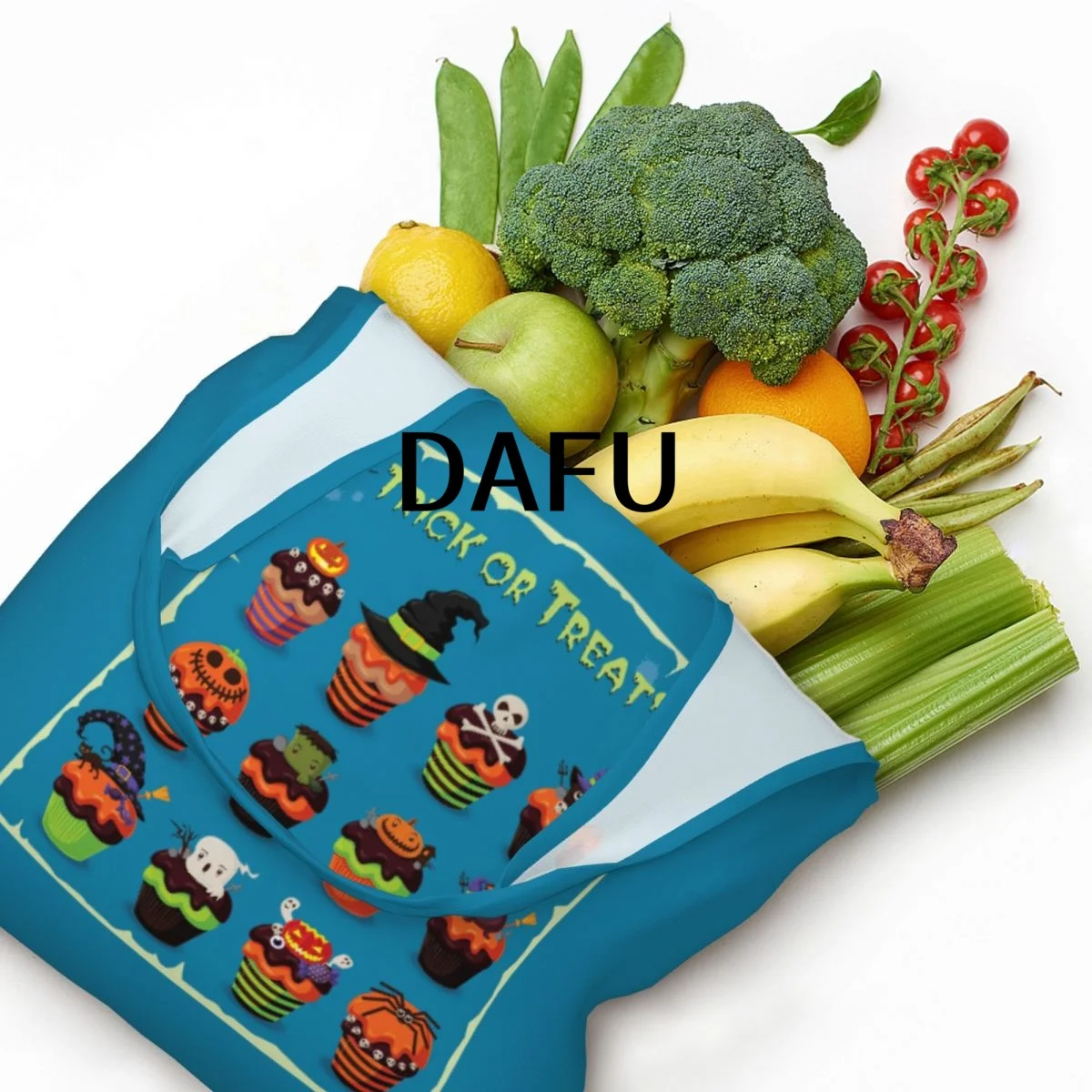 Trick or Treat Funny Halloween Print Cotton Tote Bag - Casual Commuter Shoulder Bag for Work Grocery Shopping Trick or Treat