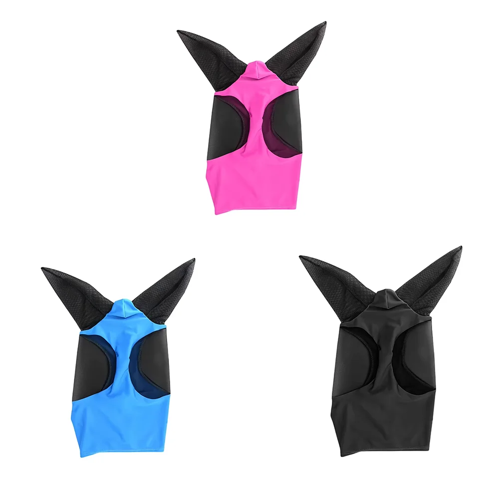 قناع وجه لحماية ذباب الفروسية، معدات حماية رأس شبكية محبوكة مرنة قابلة للتنفس للخيول ضد الذباب والبعوض #6