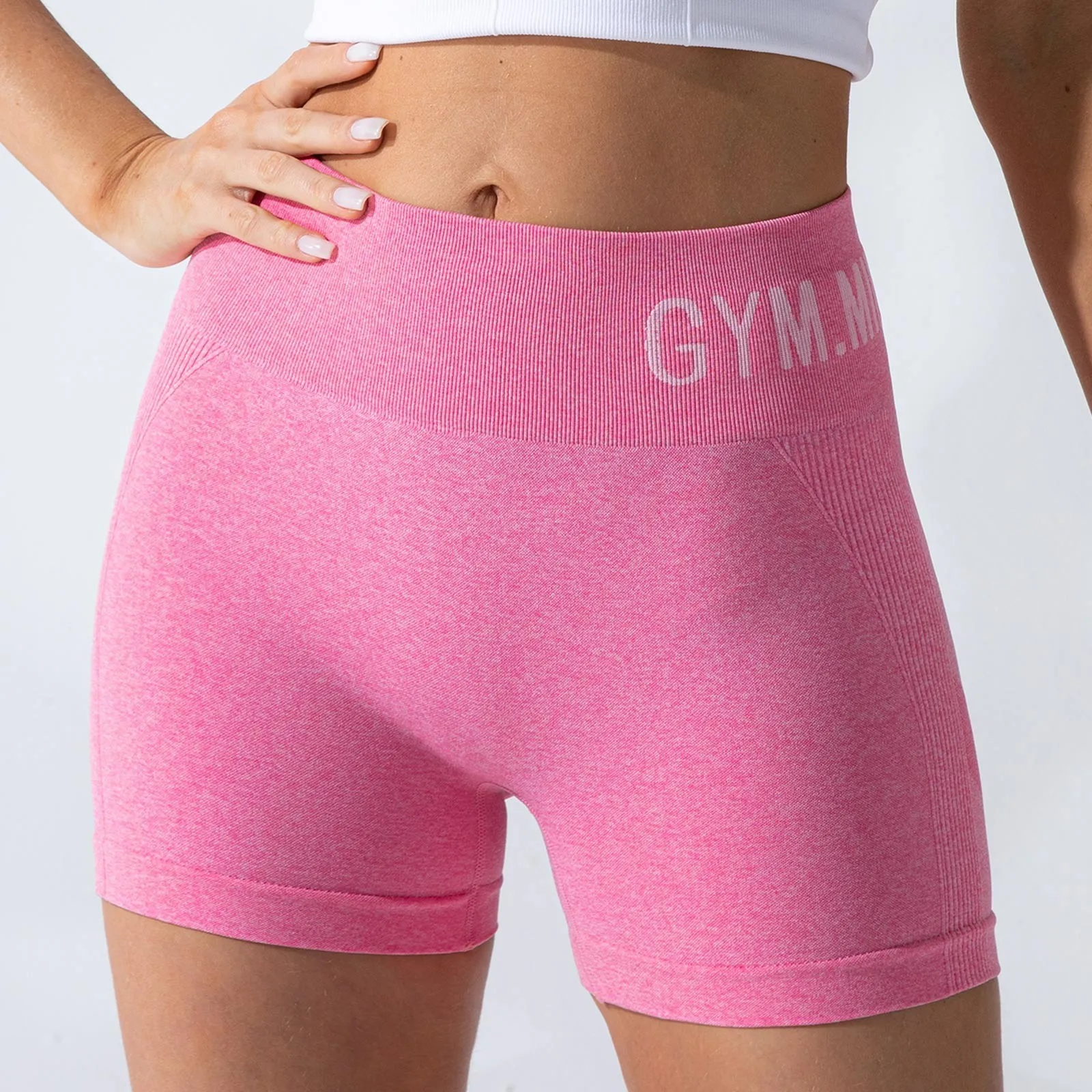 新しいシームレスな女性用ヨガショーツ、ハイウエスト、ヒップアップ効果のある伸縮性のあるスポーツショーツ、ジムエクササイズ用ニットレギンス