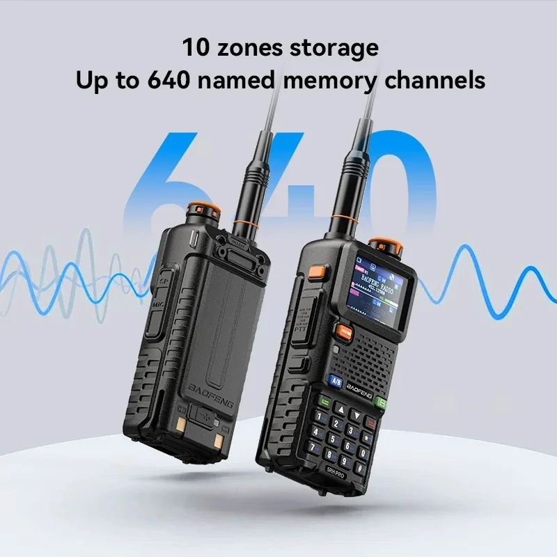 Baofeng UV5RH Pro Walki-Talkie Set GPS Multi Band AM FM Wirless Copy Frequency Screen Ham Two Way Update 5RH Communication Radio