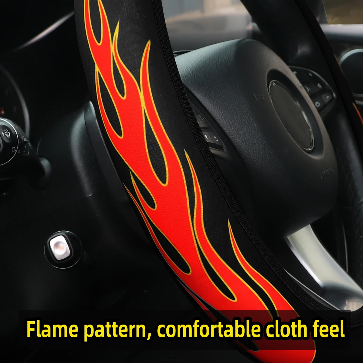 1 flame fabric waterproof non-slip automotive supplies steering wheel cover without inner ring fits 14.5-15 inches