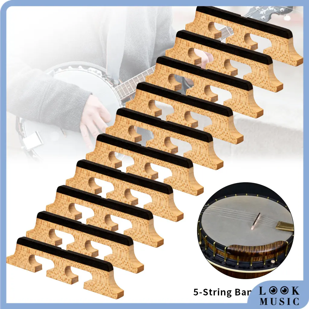 

5 Strings Banjo Bridge For 5-String Banjo Guitar Parts Replacement Maple & Ebony Top Strip Inlay 3 Legged For GT Deering 10PCS