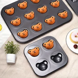 1PCS Bear Baking Mold 4 Cavities Cartoon Baking Tray Non-stick Carbon Steel Tray DIY Decorative Cookies Baking Kitchen Tools