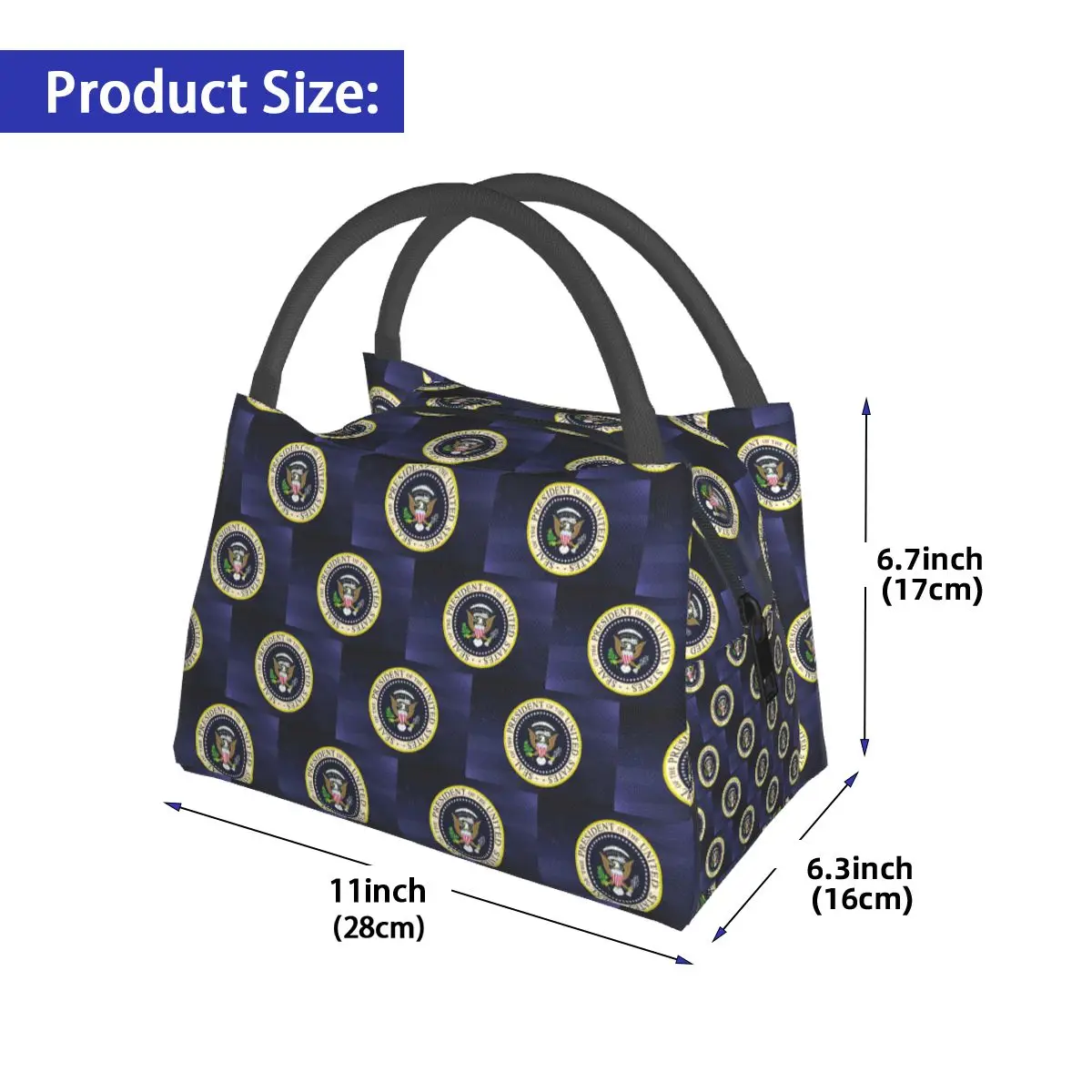 Seal Of The President Of The United States Insulated Lunch Bag for Women Bento Storage Food Boxes Portable Thermal Lunch Box
