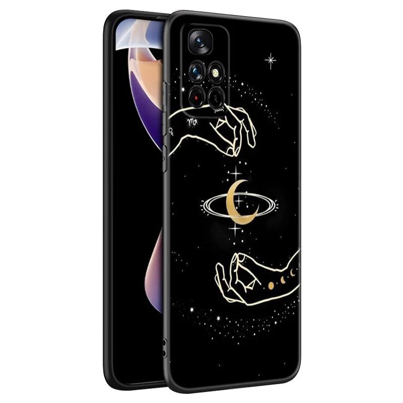 Suns Moons Clouds Astrological Black Silicone Phone Case For Xiaomi Redmi Note 9 10 11 12 13 Pro Plus 11S 4G 11T 5G 9S 10S 12S