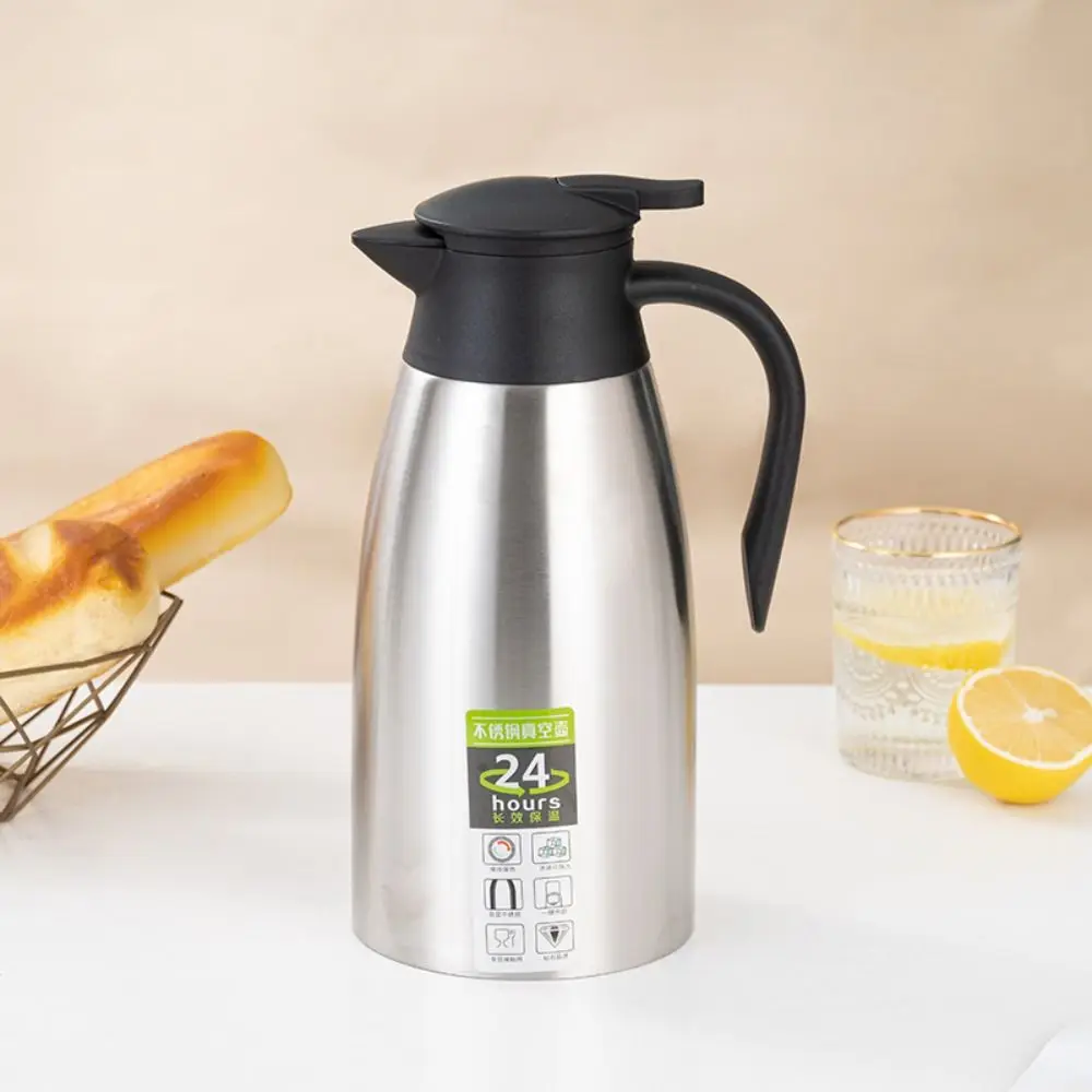 

Термальный кофейник 2 л, двухслойный термос из нержавеющей стали 304, чайник, пылезащитный, изолированный горшок для воды большой емкости, офис
