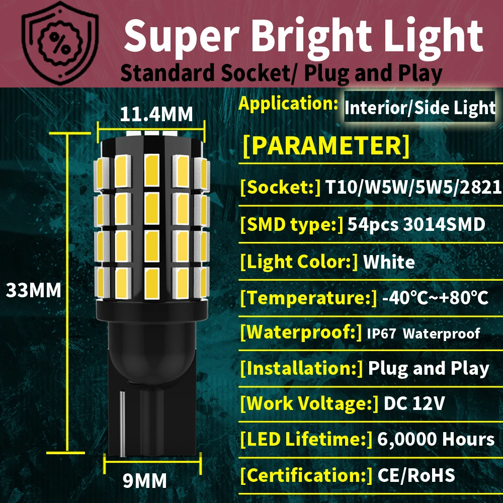 2pcs W5W T10 Led Canbus Parking Light Clearance Bulb Lamp For Opel Astra j h g gtc Vectra c h Corsa d e Insignia Mokka Vivaro - view 3