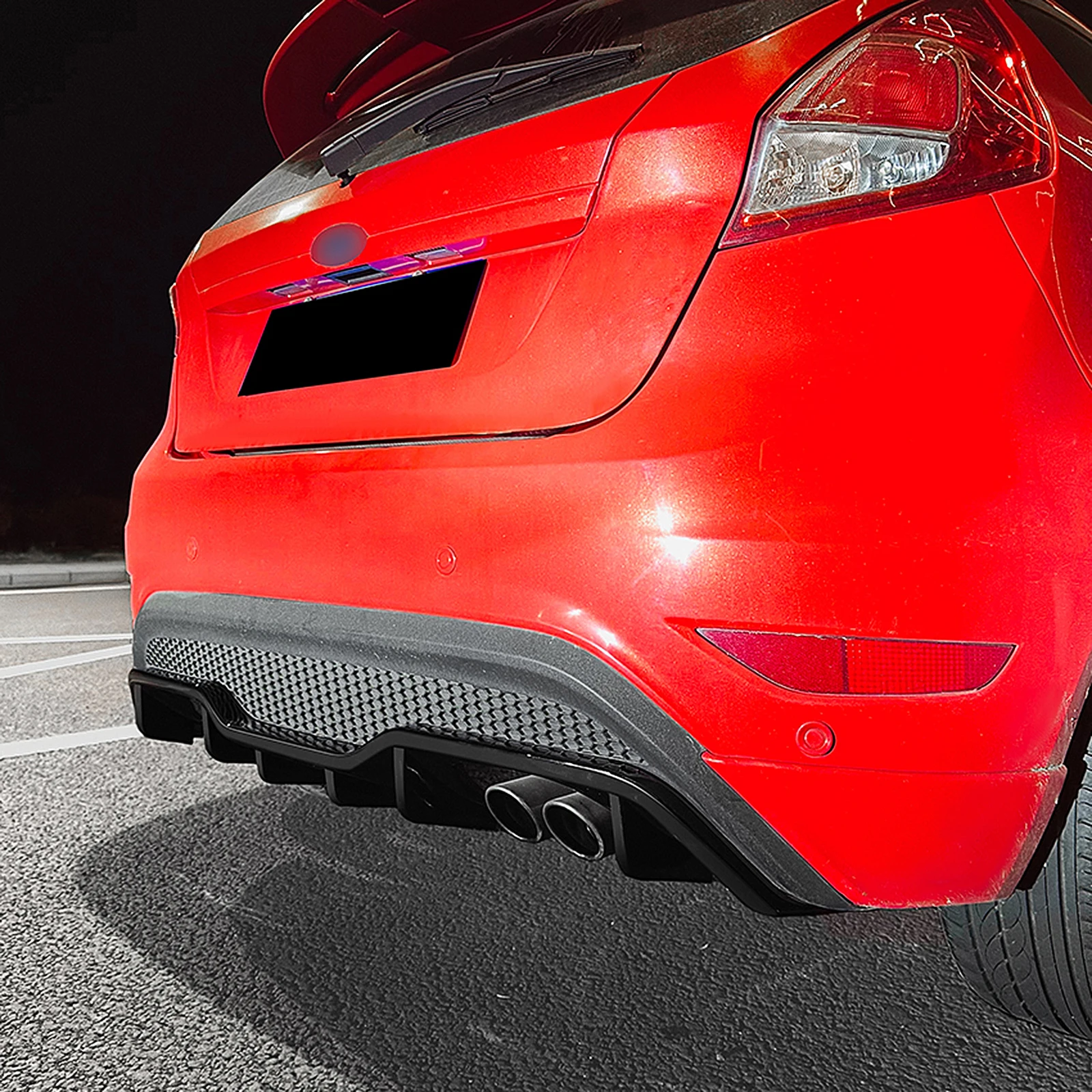 For Ford Fiesta ST MK6 2008-2017 Ford B-Max B232 Rear Bumper Diffuser Lip Carbon Fiber Look/Gloss Black Boot Lower Splitter Kit