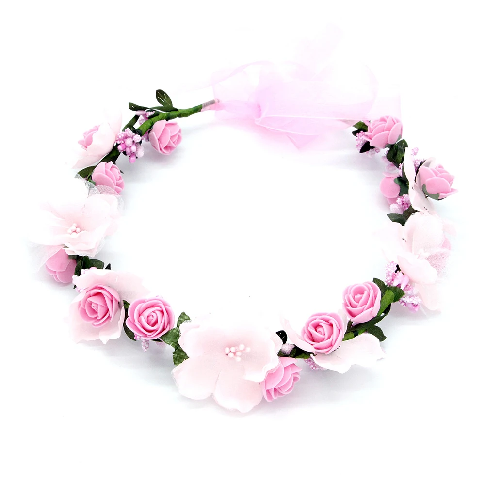 Wreath Women Flowers Tiara Flower Princess Crown Girl Bohemian Hair Accessories Woman Garland Guest Wedding Headdress Headband