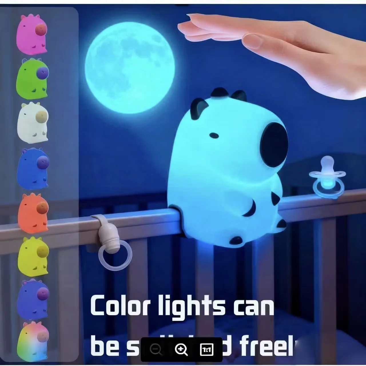 لطيف كابيبارا LED ضوء الليل للأطفال 7 ألوان اللمس الكرتون سيليكون السرير النوم مصباح هدية عيد ميلاد لغرفة الأطفال #2