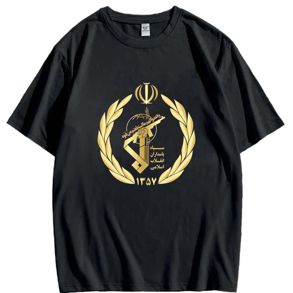 

Summer trendy retro men's T-shirts with Islamic Revolutionary Guard Corps prints, 100% cotton casual loose T-shirts