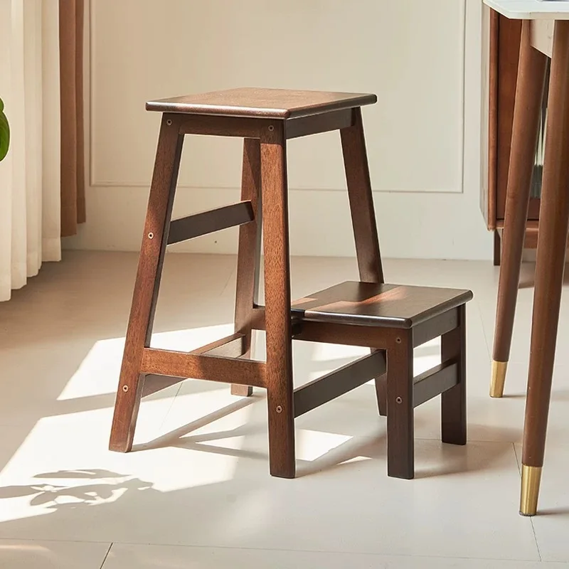 Échelle en bois massif épais, tabouret, escaliers d'escalade à double usage, petite échelle