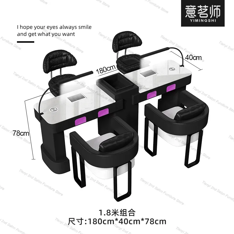 Nail Artist Glass Tabletop Manicure Table Storage Multifunction Luxury Nail Tables Modern Panda Salon Furniture Nail Desk LLMT