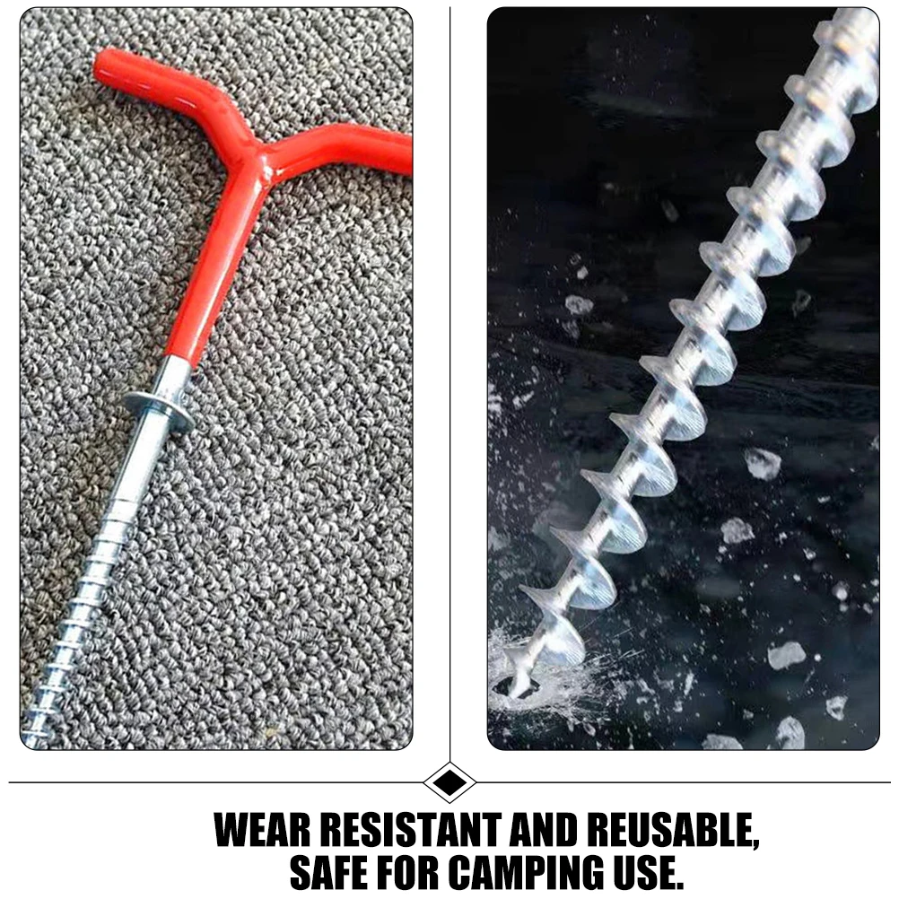 

4 Pcs Ice Nail Fixer Strong Durable Metal Rubber Camping Fishing Accessories Spiral Stake Tent Peg Ground Beach Outdoor