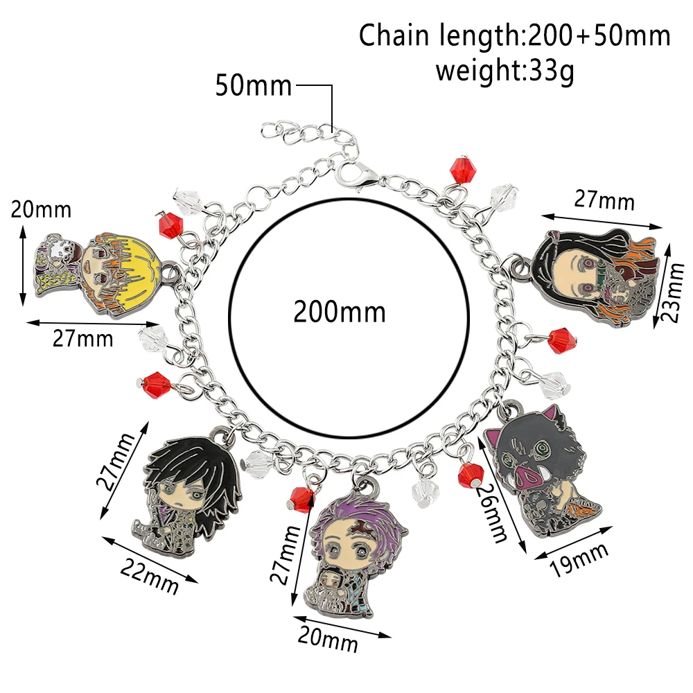 Anime Demon Slayer Adjustable Bracelet Kawaii  Agatsuma Zenitsu  Nezuko Character Pendant Bracelet  for Women Jewelry Toy Gift