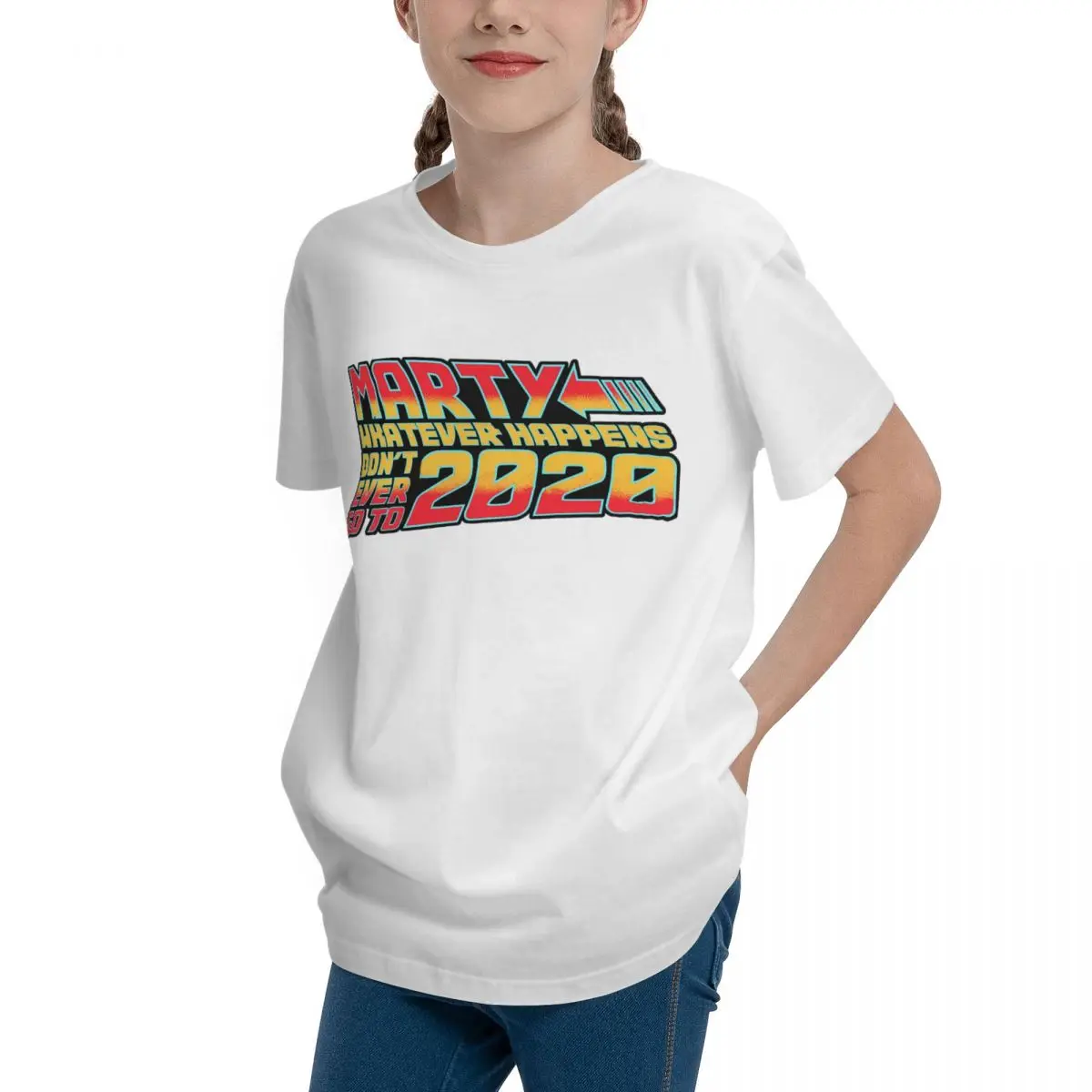 Teeanger Marty Whatever Happens Dont Go To 2020 Basic Short Sleeve T-Shirt Cool Fresh Top tee Hot Sale Top quality