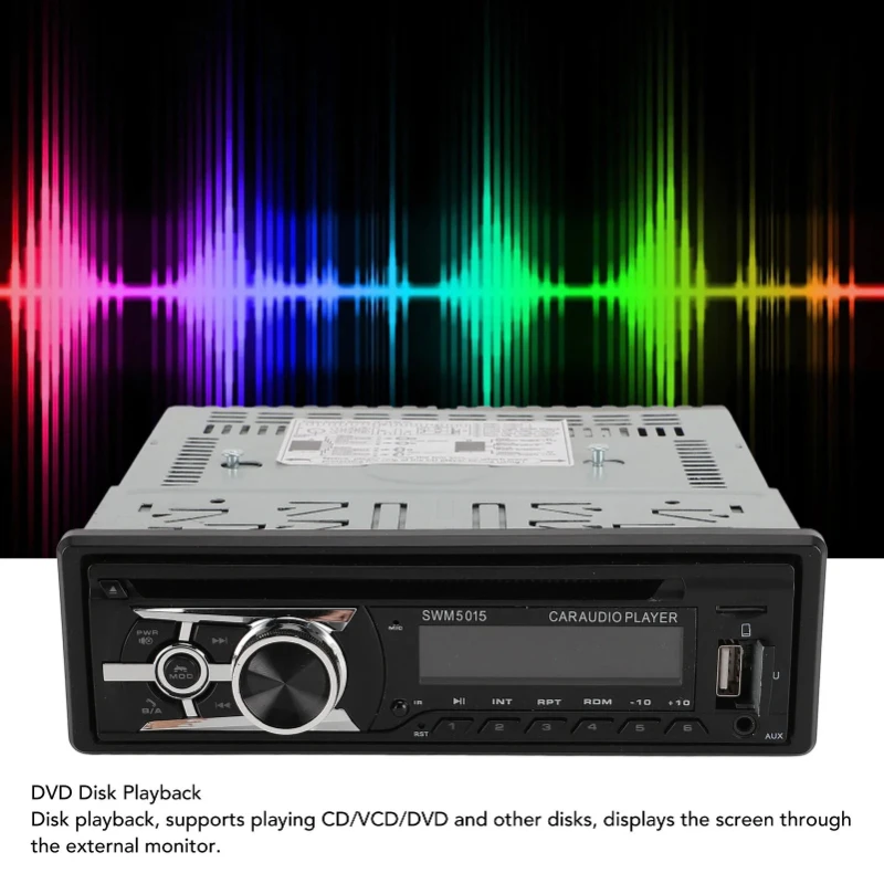 Estéreo para Auto con Bluetooth, Puerto USB, Radio FM, Llamadas Manos Libres, Entrada para CD/DVD/AUX, Radio de Auto de Un Solo DIN