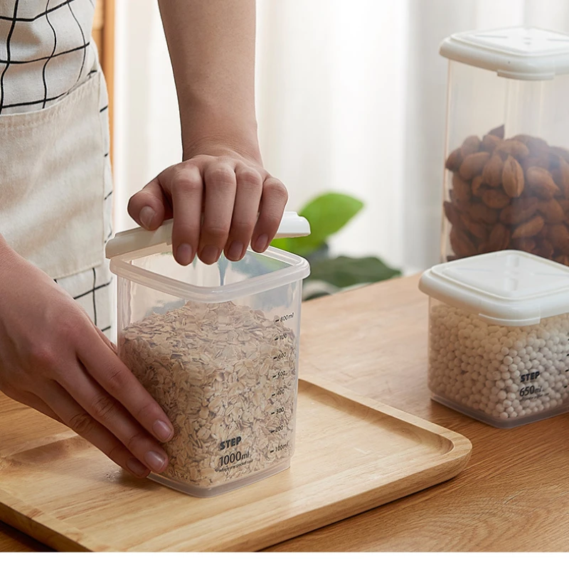 Kitchen Transparent Sealed Jar Plastic Household Grains Storage Box Storage Jar Food Storage Jar Refrigerator Food Container