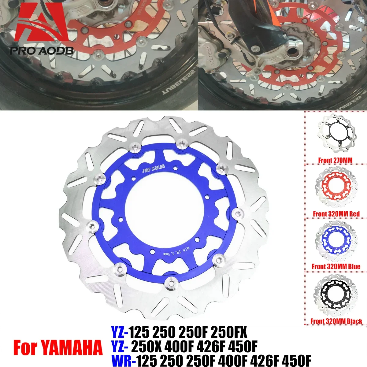 

For Yamaha YZ125 YZ250 YZ250F YZ250X YZ400F 450F WR125 250 250F 400F 450F Motorcycle Front 320mm Floating Brake Disc Rotor Disk