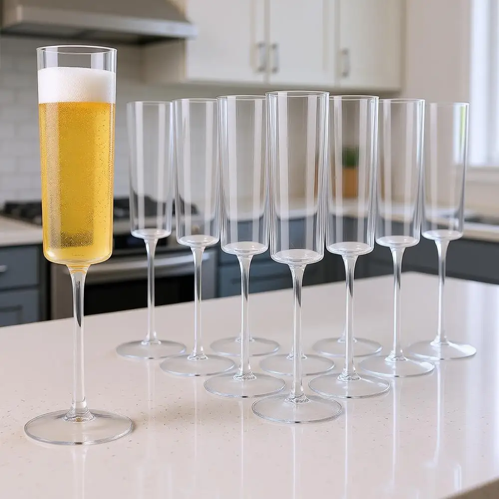 

Набор из 36 одноразовых бокалов для шампанского объемом 6 унций — квадратные прозрачные пластиковые бокалы для тостов на вечеринку, день рождения, годовщину, свадьбу