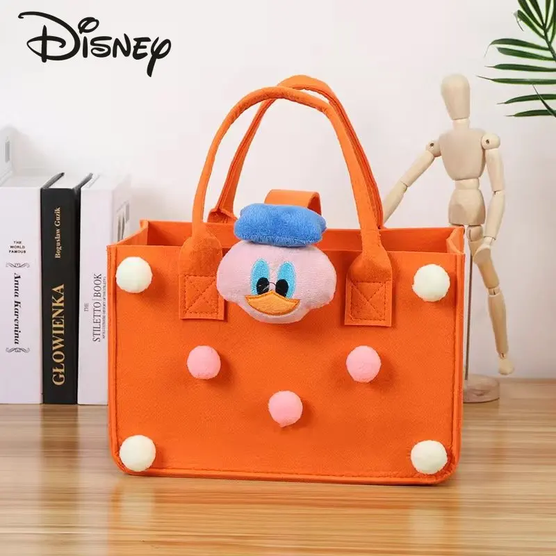 Disney Mickey 2023 New Women's Bag Fashion Cartoon Felt Girls' Handbag Cute Large Capacity Storage Network Red Shoulder Bag