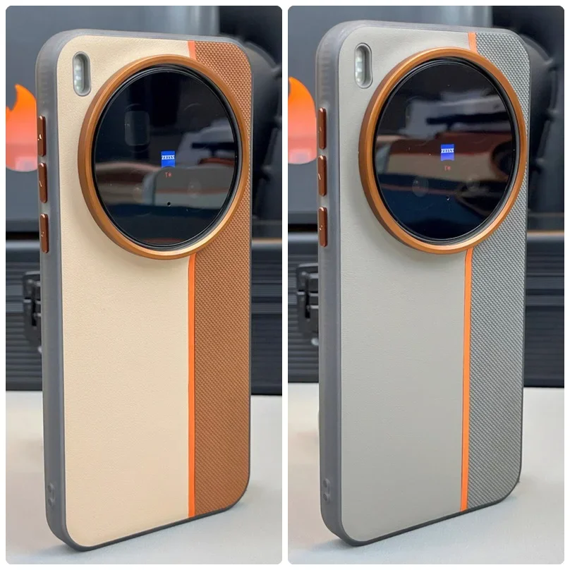 

For Vivo X300 Ultra X300 Pro Case Magnetic Three-color Leather Cover Shock-resistant Metal Lens Frame Buttons for Magsafe Funda