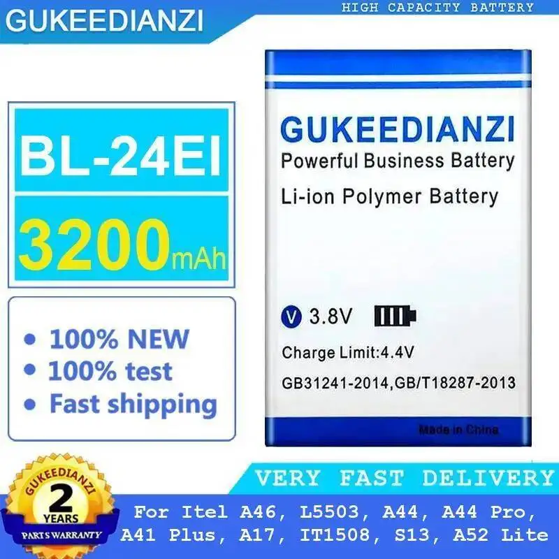 

BL-24EI 3200 мАч для Itel A46 L5503 A44 Pro A41 Plus A17 IT1508 S13 A52 Lite долговечный аккумулятор для мобильного телефона высокой емкости