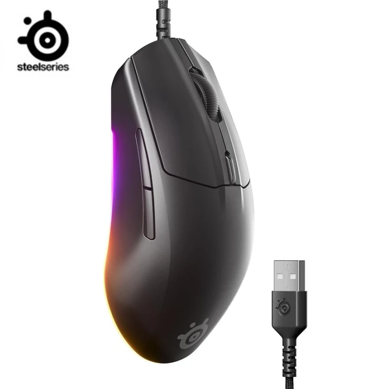 

Проводная игровая мышь SteelSeries Rival 3 Gen 2, 18000 точек на дюйм, воздушный оптический датчик TrueMove, длительный срок службы 60 миллионов щелчков, легкий вес