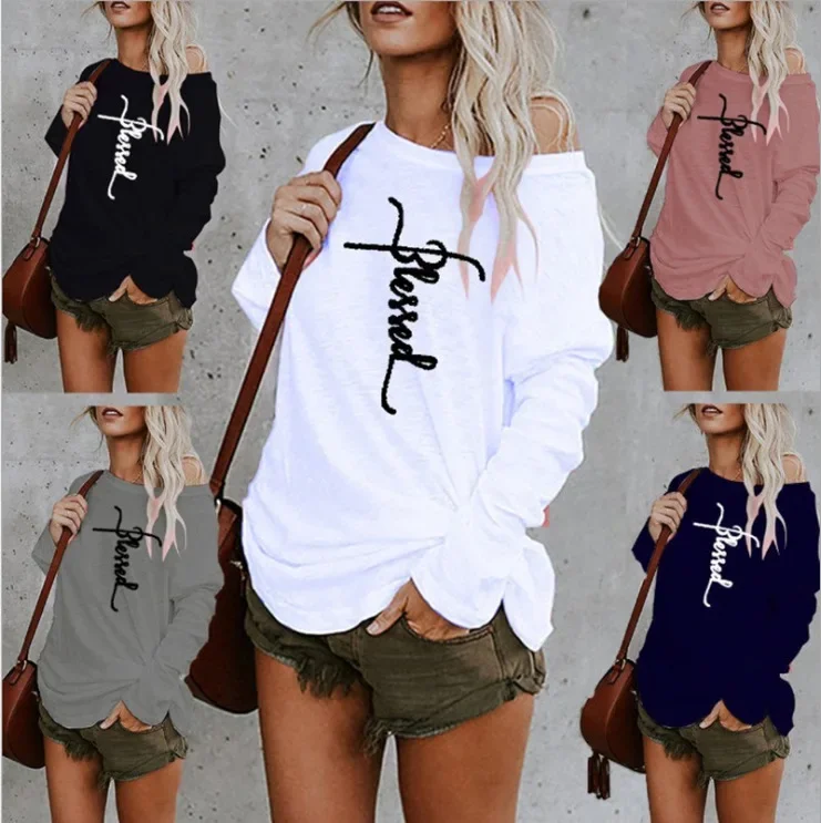 

2024 Autumn Winter New Fashion Womens Blouse S-5XL Letter Printed Long Sleeve Shirt Femme Round Collar Loose Top Ladies Pullover