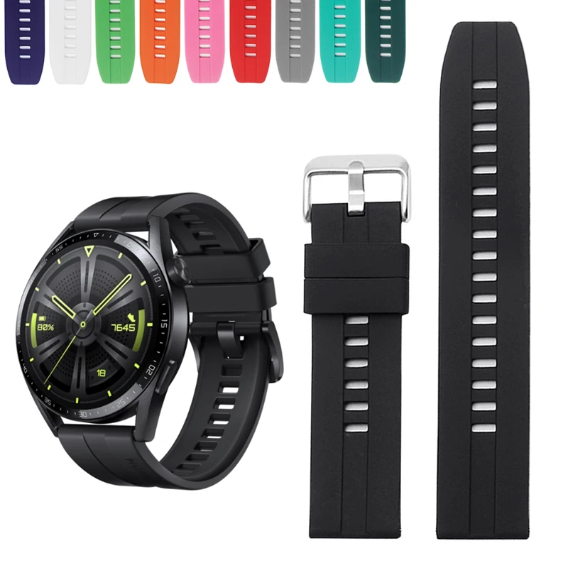 Silicone Watch Strap Replacement Watch3 gt2e Vitality/GT3PRO/Honor Magic 2 Series Straight Interface Rubber Watch Band 20/22mm