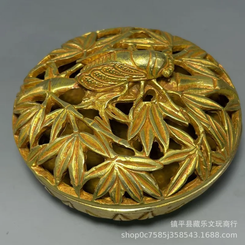 Antique cicada for home decoration, agarwood , disc , impressive gilded incense burner