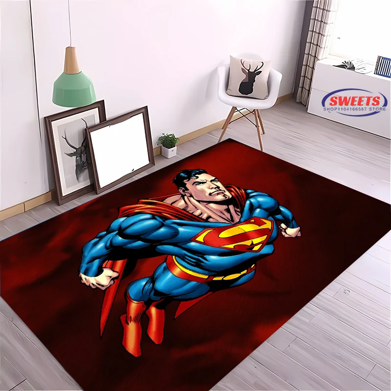 NO.1 Classic DC Superman Carpet Living Room Bedroom Bed Mat, Comfortable Non-slip Rug, Modern Simple Style, Durable Washable Rug